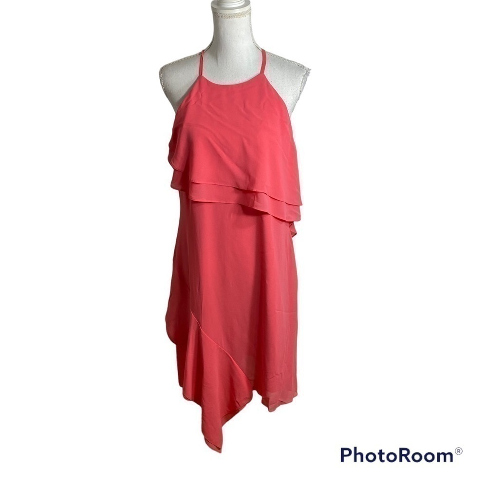 Nanette Lepore Pink Ruffle Dress NWT Sz 12 Asymmetrical Flounce Sleeveless